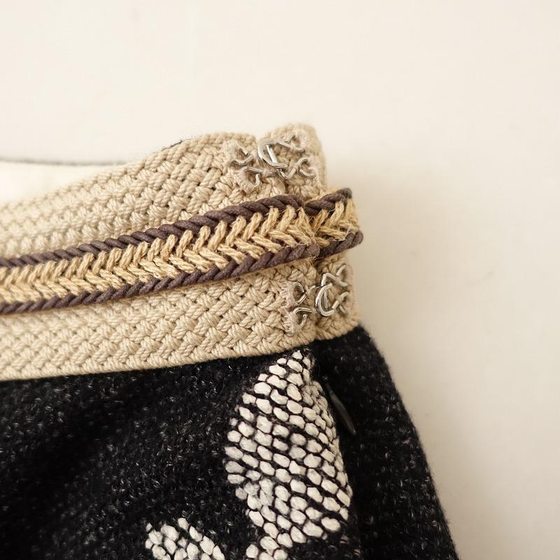 希少☆ミナペルホネン　スノークッキー柄　ウールスカート　グレー　ペーパーヤーン 希少☆ミナペルホネン スノークッキー柄 ウールスカート グレー