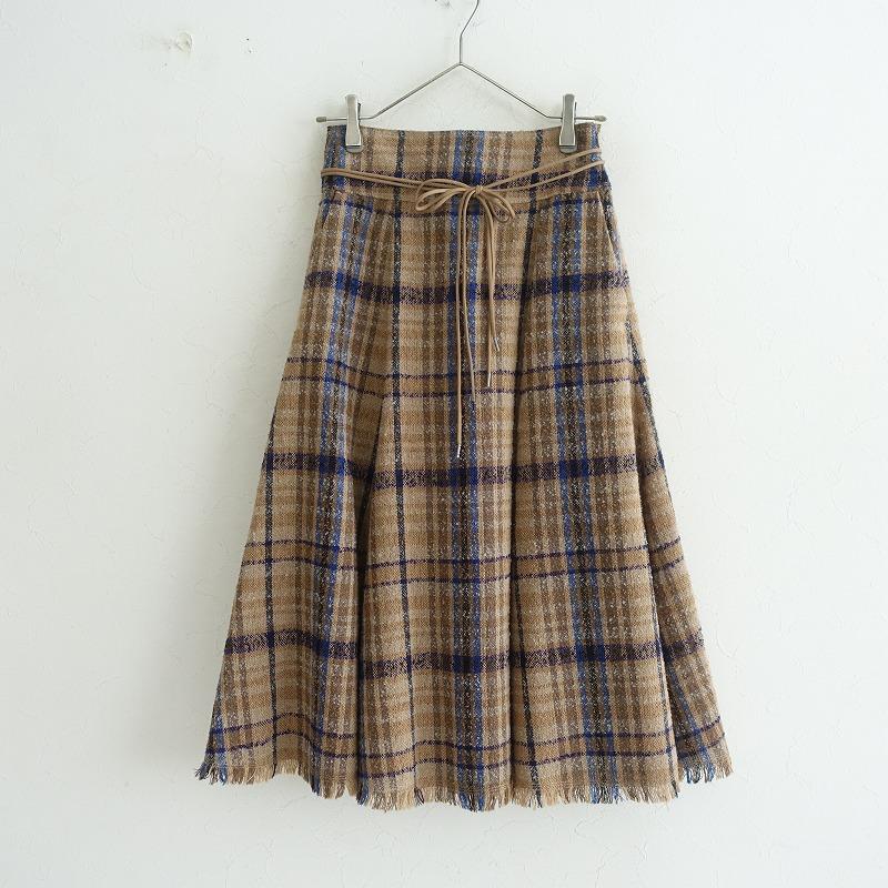 Mila Owen（ミラオーウェン） *フリンジヘムフレアチェックツイード