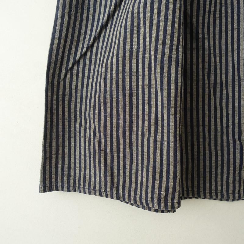 YAMMA 【定価1.9万】ヤンマ産業 *会津木綿 棒縞 タックスカート*藍色
