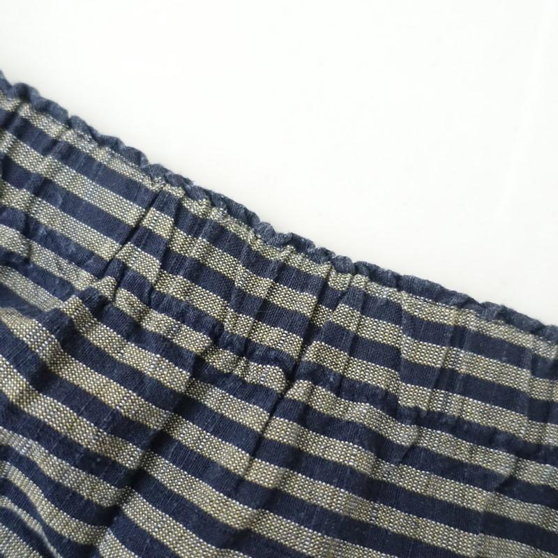 YAMMA 【定価1.9万】ヤンマ産業 *会津木綿 棒縞 タックスカート*藍色