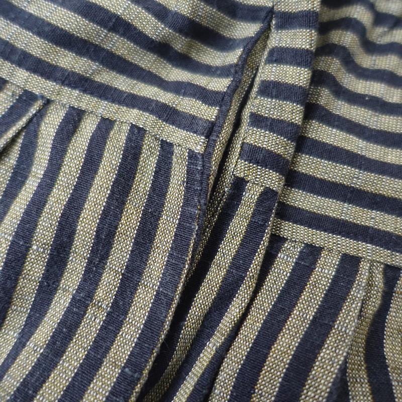 YAMMA 【定価1.9万】ヤンマ産業 *会津木綿 棒縞 タックスカート*藍色