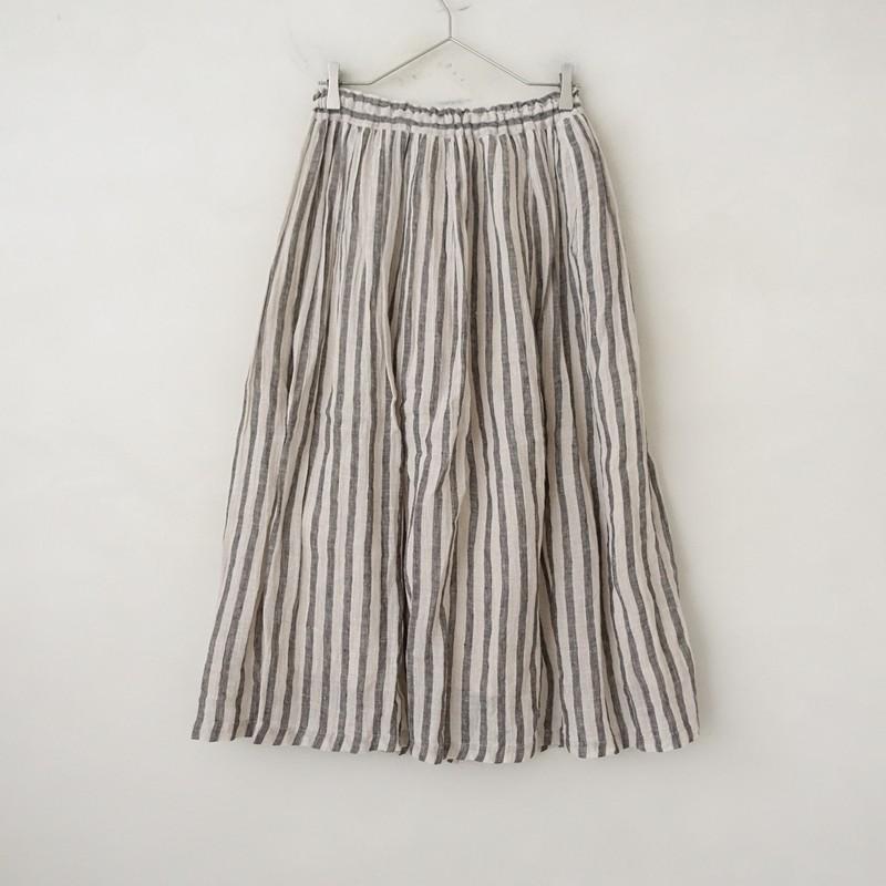 イチアンティークス♡麻ストライプロングスカート ICHI Antiquites イチ アンティークス ICHI Antiquite's *ストライプ