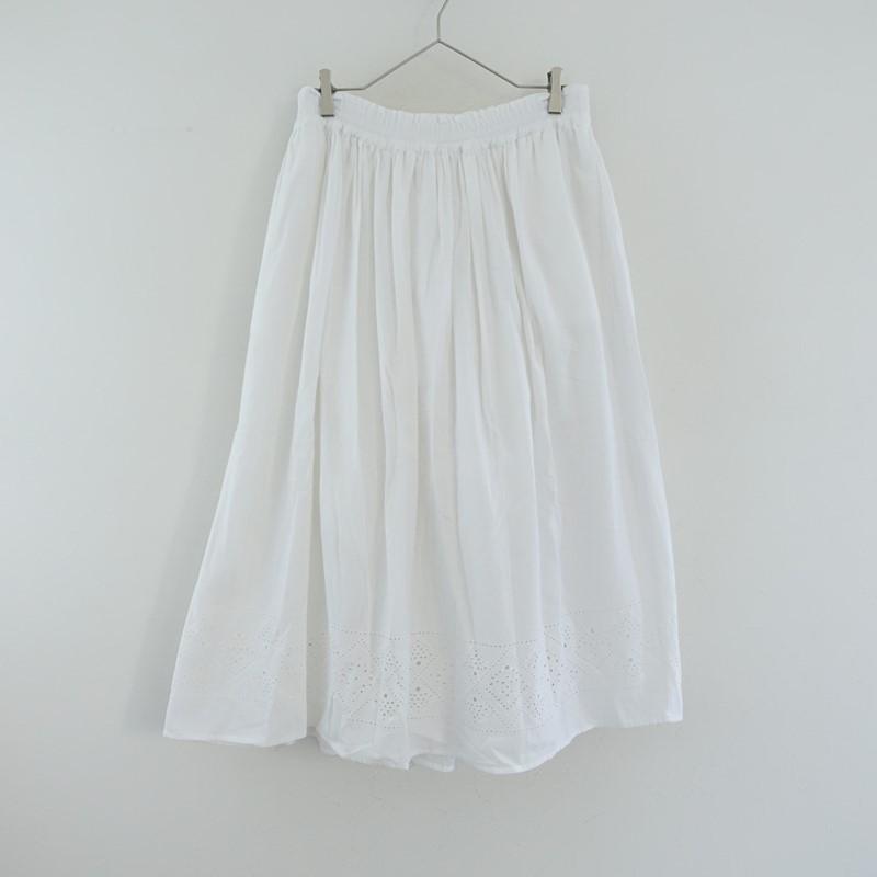ツハルバイサマンサモスモスカットワーク刺繍裾スカラップスカート 白