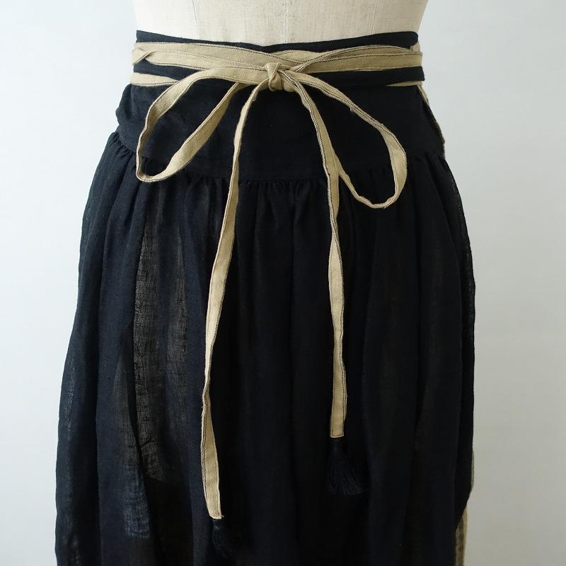 Tabrik 【美品】タブリク *リネン巻きスカート*麻ベージュ黒 Tabrik 【美品】タブリク *リネン巻きスカート*麻ベージュ黒