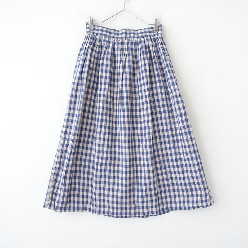 ICHI（イチ） 【美品】イチ *ギンガムチェックスカート*リネンコットン