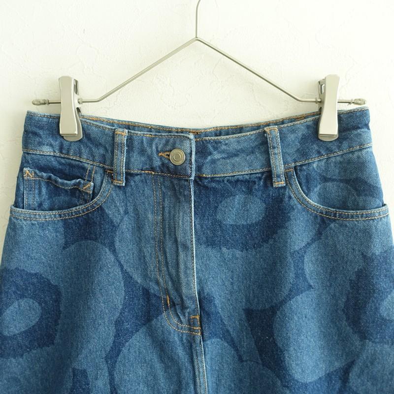 マリメッコ marimekko *UNIKKO デニムスカート*34コットン綿混ロング