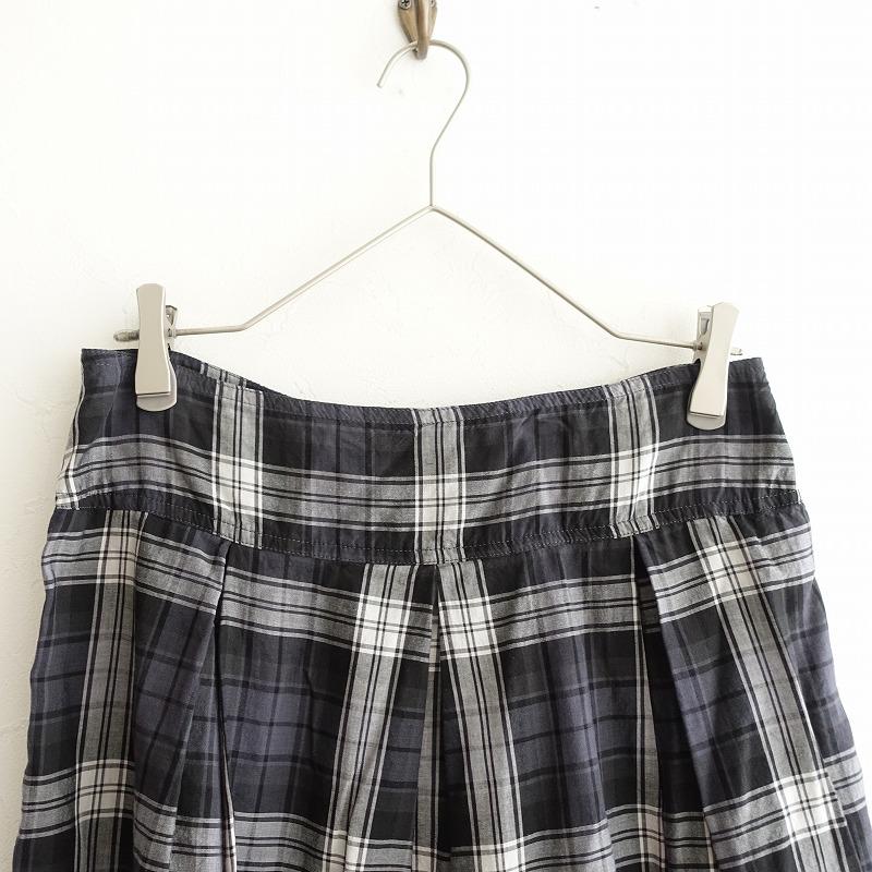 美品】サラ SARAH *チェックボックスタックスカート*2チャコールグレー 