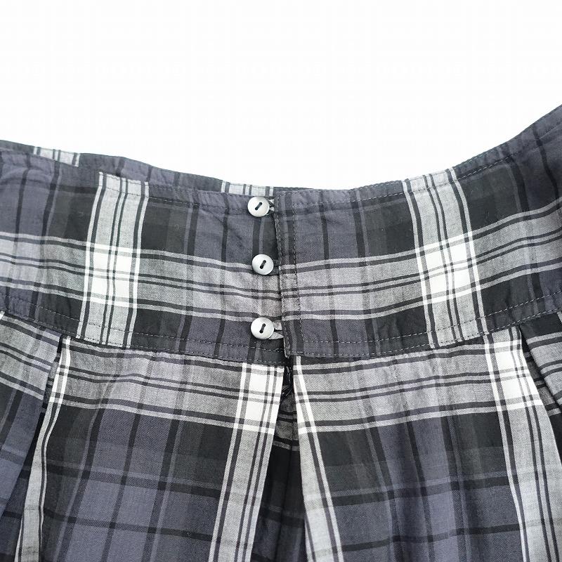 美品】サラ SARAH *チェックボックスタックスカート*2チャコールグレー 