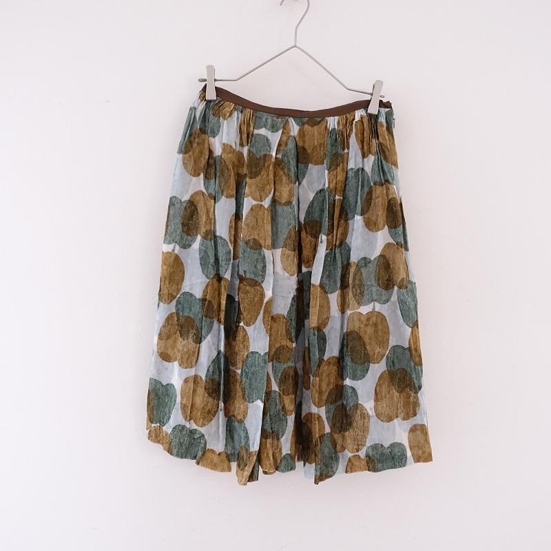 ミナペルホネン mina perhonen *pomme プリントベルベットギャザー  