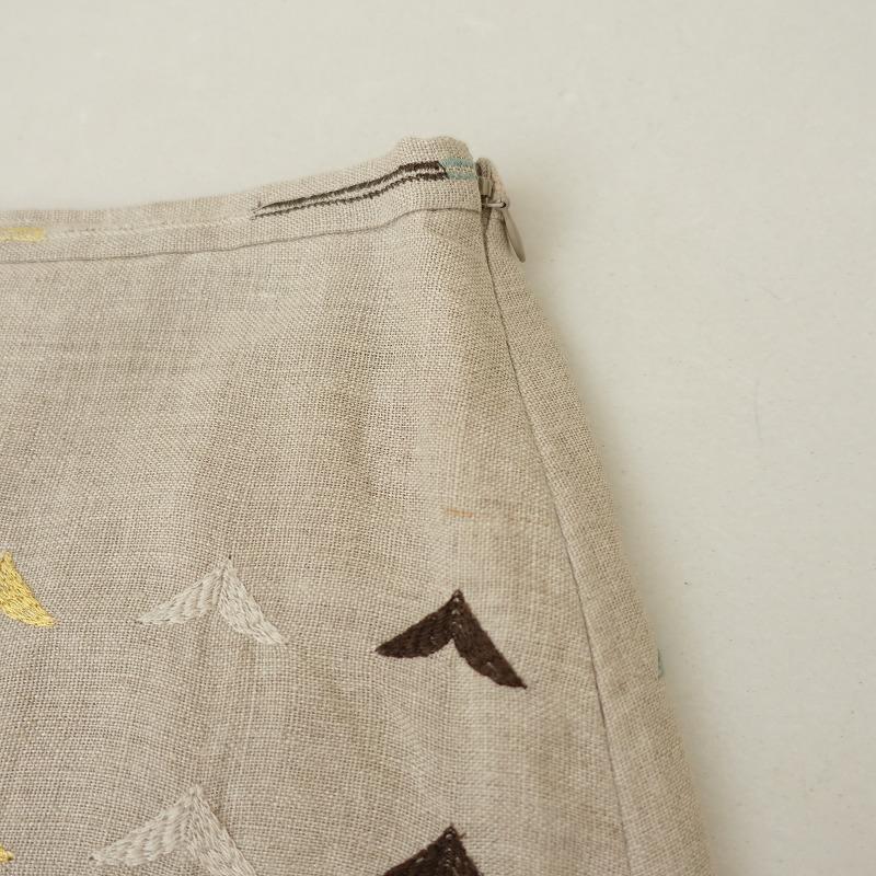 ミナペルホネン mina perhonen *bird-bird リネン刺繍スカート*36 