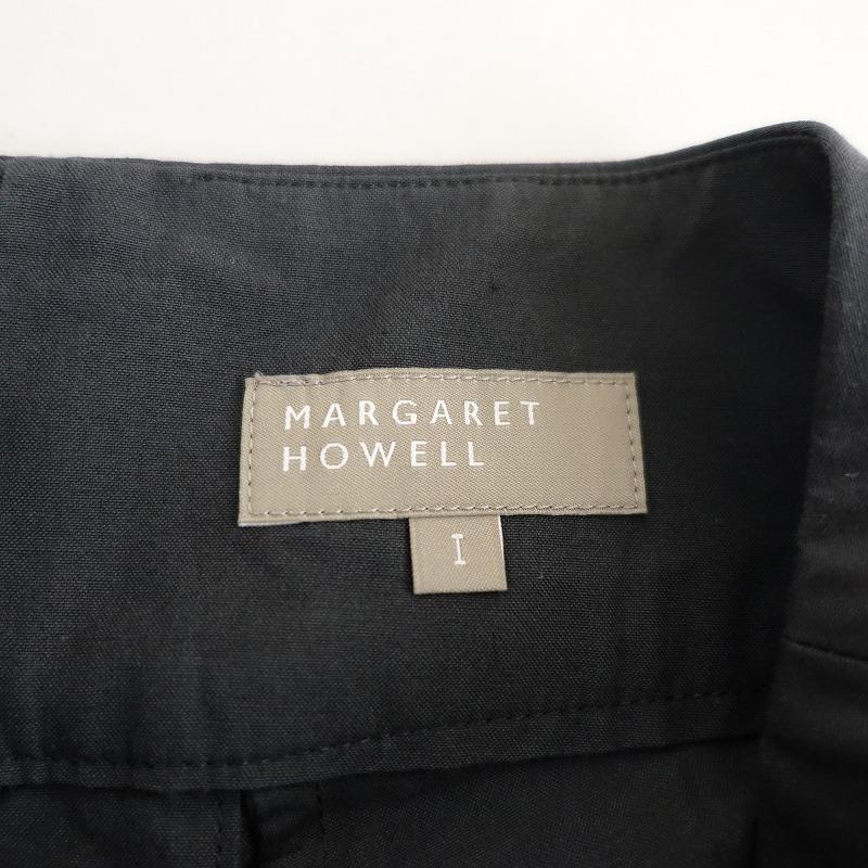 マーガレットハウウエル ファインウール コットンツイルプリーツスカート 黒 1 MARGARET HOWELL（マーガレットハウエル） *シルクコットンプリーツ