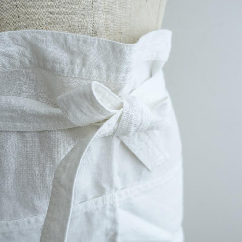 nest Robe（ネストローブ） *リネンエプロン*白ホワイト麻無地ポケット 