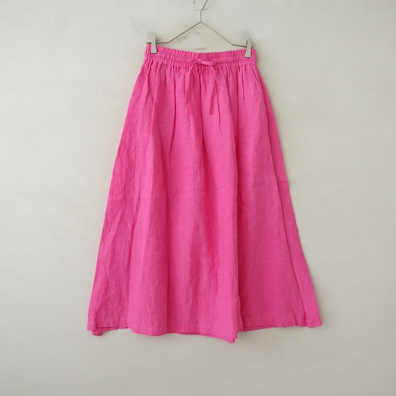 atelier naruse アトリエナルセ　リネン　スカート atelier naruse ウールポンチギャザースカート 鉛白／グリーン ウール