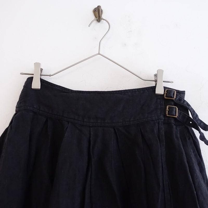ネストローブ　リネン　巻きスカート nest Robe（ネストローブ） *リネンヘンプ混ラップスカート*F黒