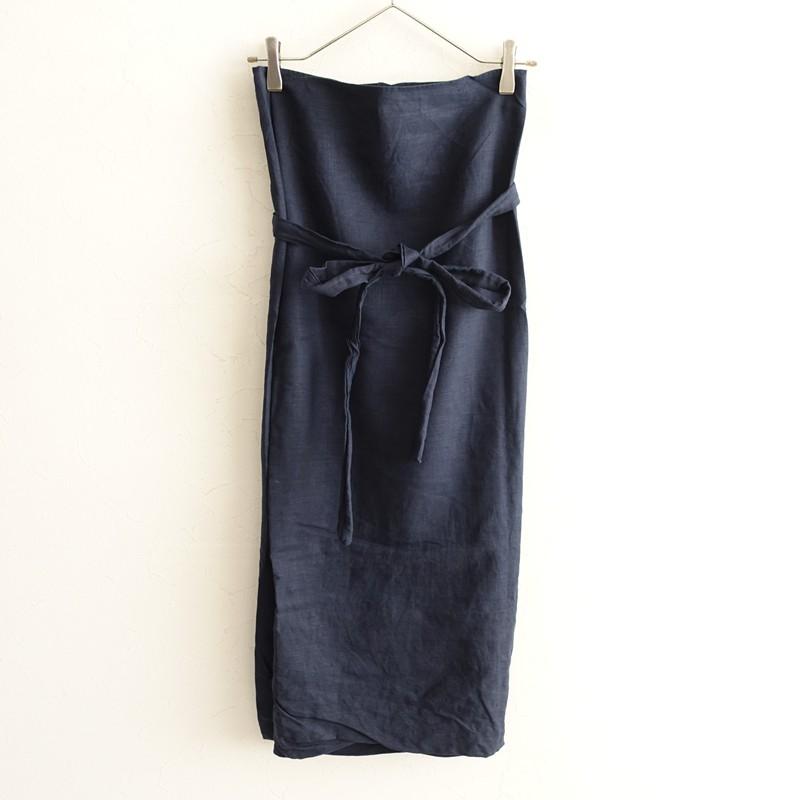 ももぐさ momogusa *単サロン*巻きスカートラップデザインネイビー無地