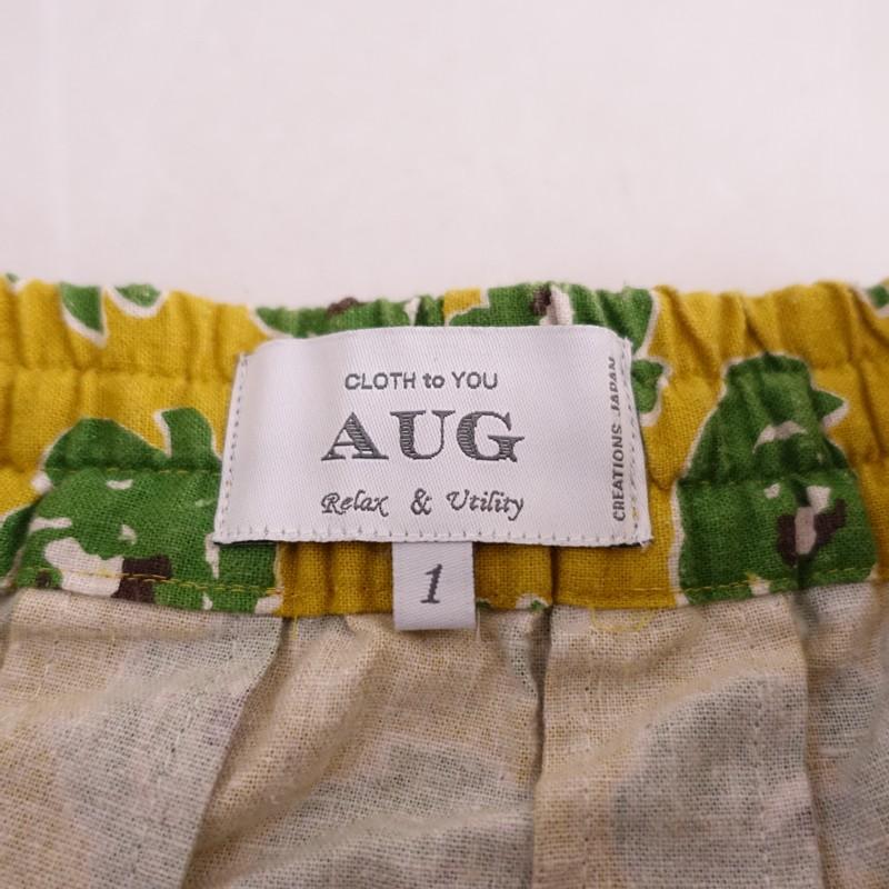 美品】オーグ aug *フラワープリントボックスタックスカート*1コットン 