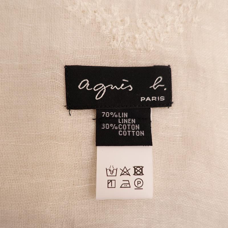 ★新品アニエスb リネンのストール agnes b.（アニエスベー） *リネンコットン刺繍ガーゼストール