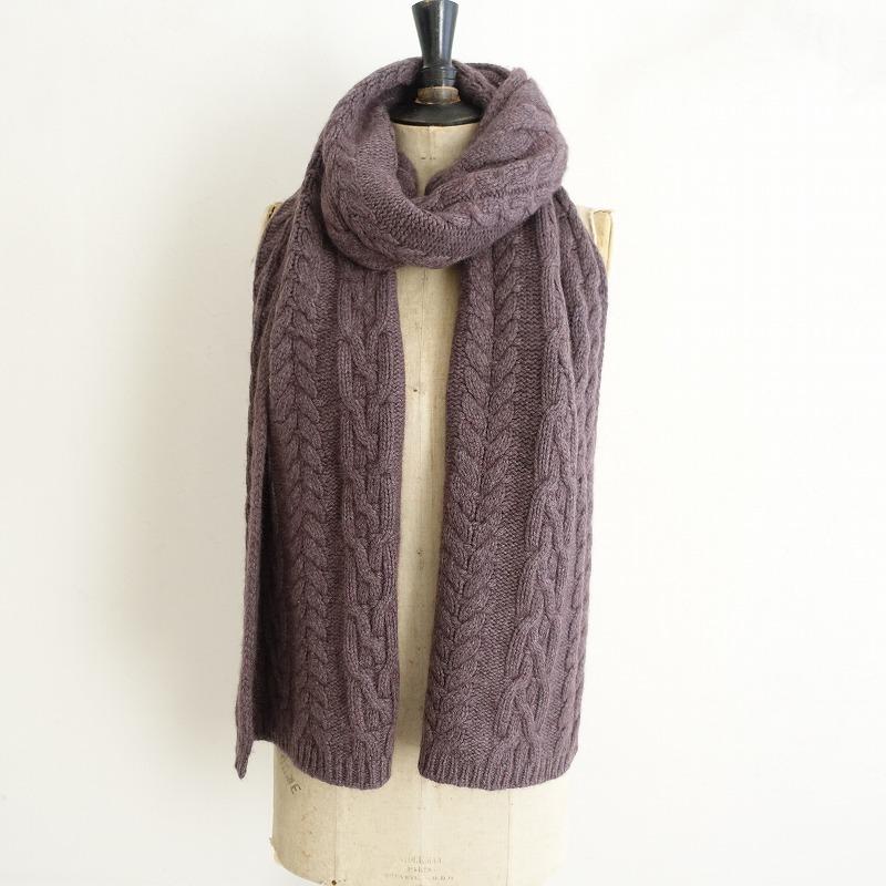 マーロ　カシミヤストール MALO //マーロ malo *カシミヤケーブルニットストール*パープル