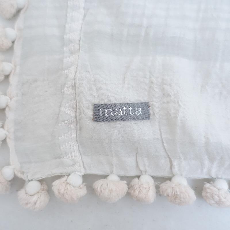 matta（マッタ） *タッセルストール*グレーベージュポンポン薄手