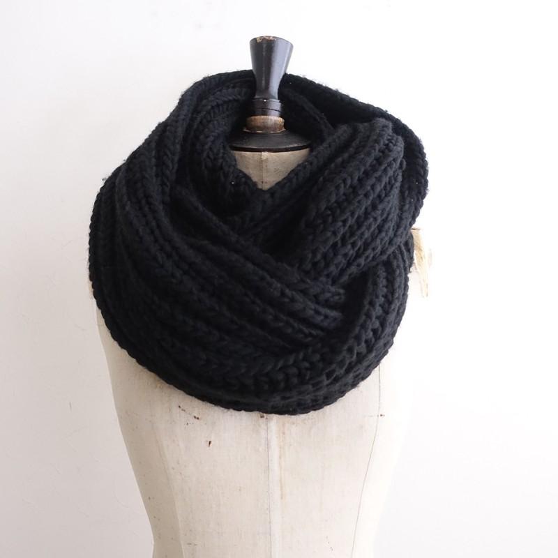 Yohji Yamamoto（ヨウジヤマモト） *ウールニットスヌード*毛黒1125