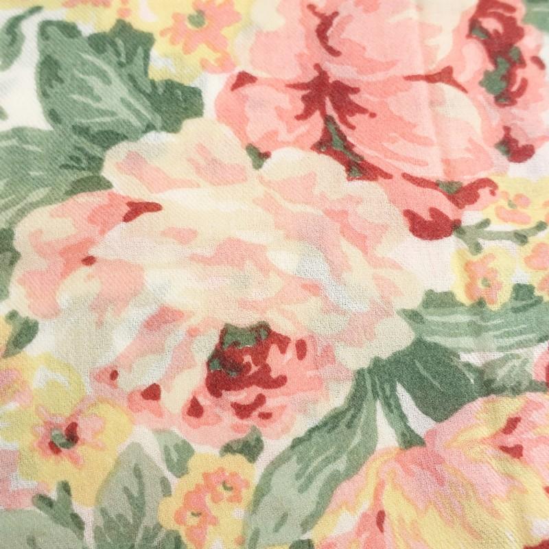 セザンヌ SEZANE *花柄ストール*ショールベージュ大判薄手毛0326(st7