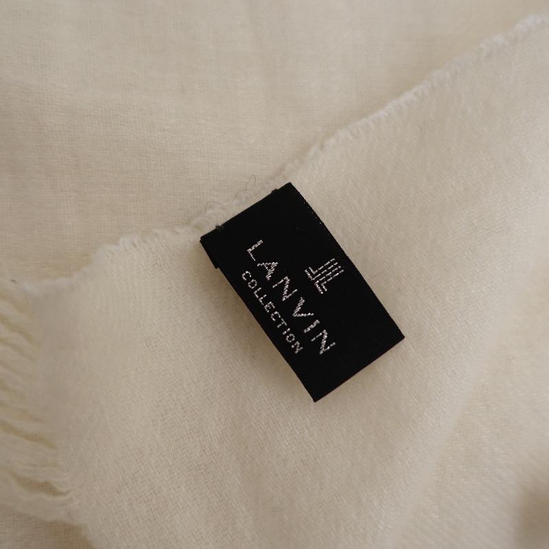 ランバン LANVIN *リネン混 ウールストール*オフホワイトマフラー