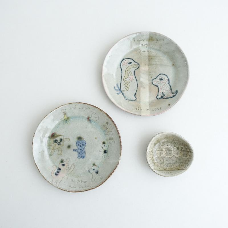 美品】☆ *寺門広気 小皿 15cm 豆皿 8cm 3枚セット*作家食器お皿