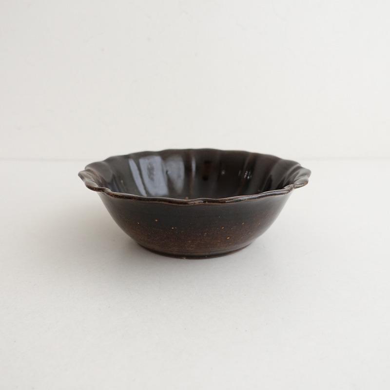 長峰菜穂子 長峰菜穂子 *フラワーリム 深皿 21cm*食器うつわキッチンブラウン作家