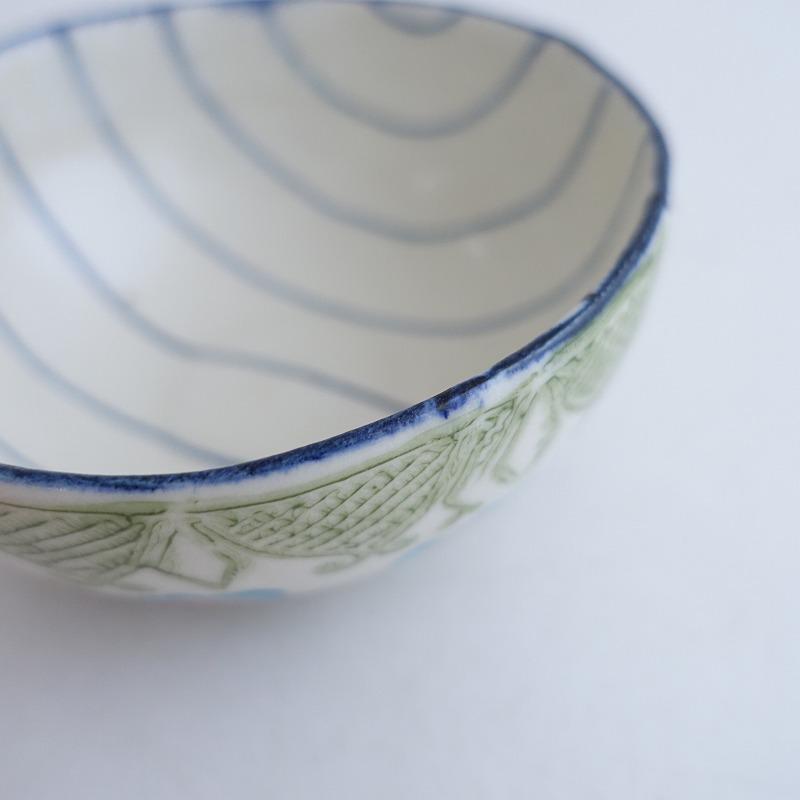 つちやまり *ボウル 15cm*食器うつわキッチン作家花柄歪み【陶器