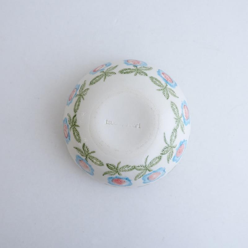 つちやまり *ボウル 15cm*食器うつわキッチン作家花柄歪み【陶器