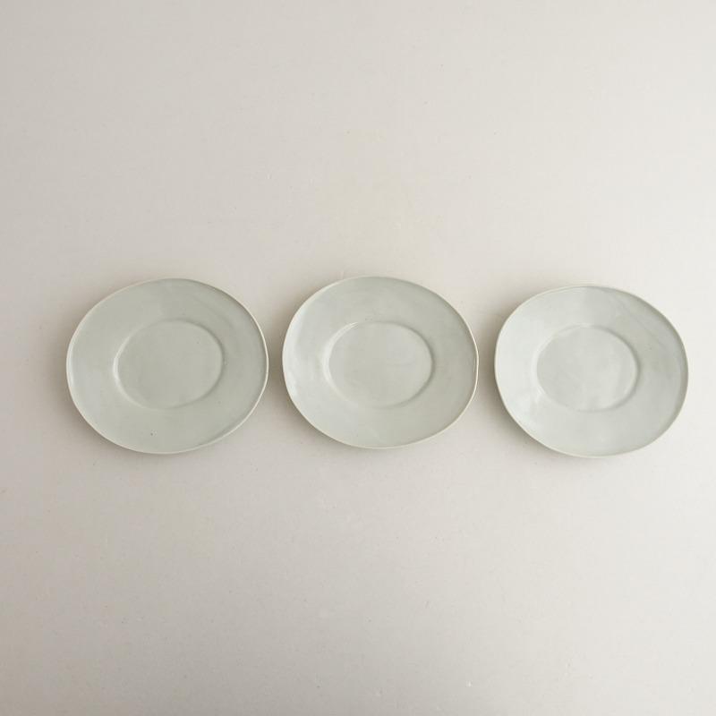 美品】廣政毅 *白磁楕円皿 s 3枚セット*食器お皿キッチン作家【陶器