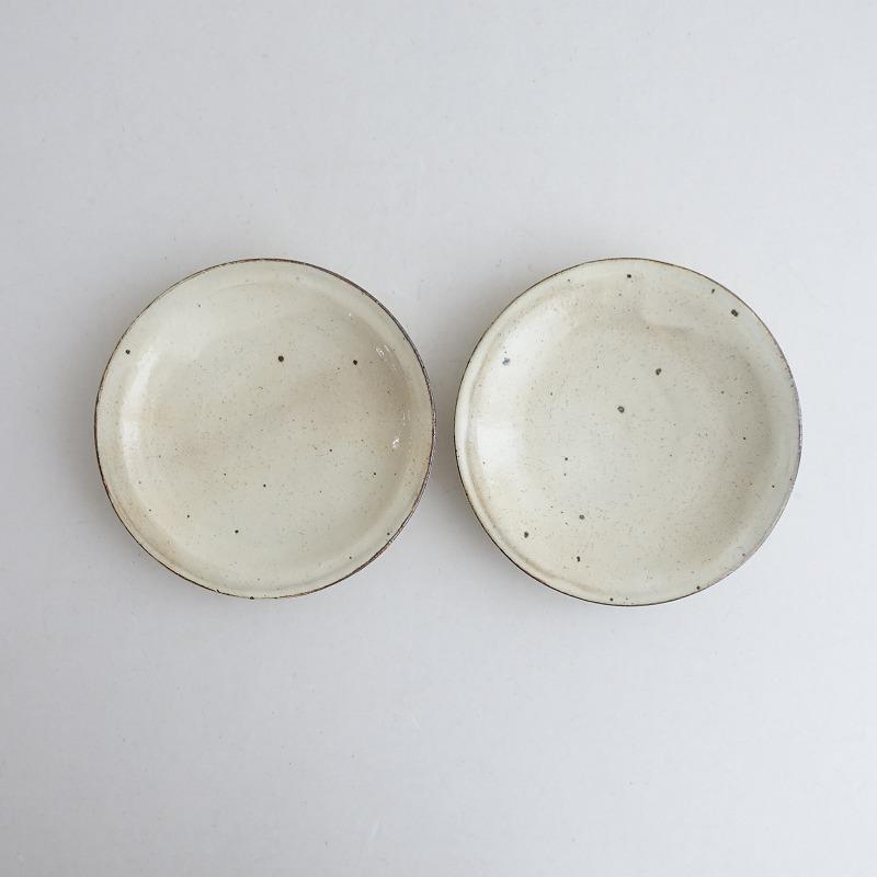 作家 陶芸作家 粉引き リム皿 オーバルリム皿 2枚 小