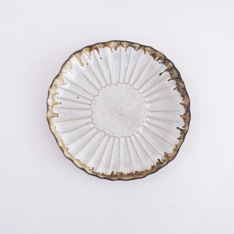 藤原純 *輪花プレート 24cm*食器お皿キッチン作家【陶器】古仙堂(wa23