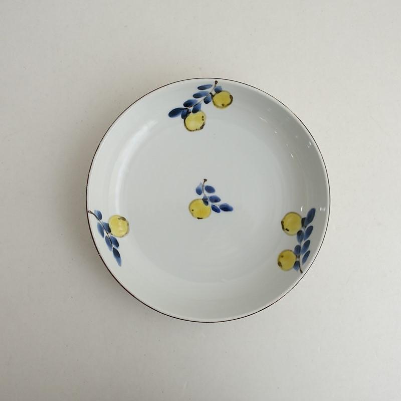 美品】米満麻子 *色絵 レモンの木 23cm*食器お皿キッチン作家プレート