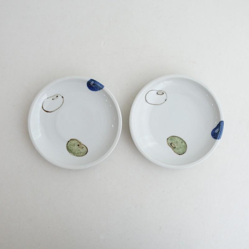 未使用】徳永遊心 *そら豆 4寸皿 2枚セット*食器お皿キッチン【陶器