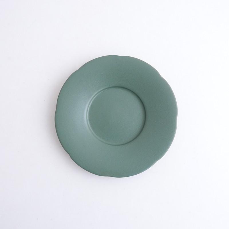 美品】大園篤志 *輪花皿 17cm グリーン*食器お皿キッチン作家【陶器