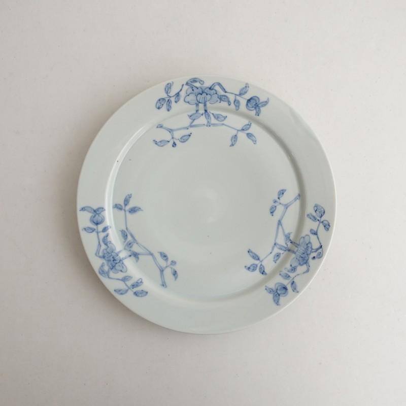 稲村真耶 *花文リム7寸皿*食器お皿キッチン作家【陶器】(wa23-2512-7