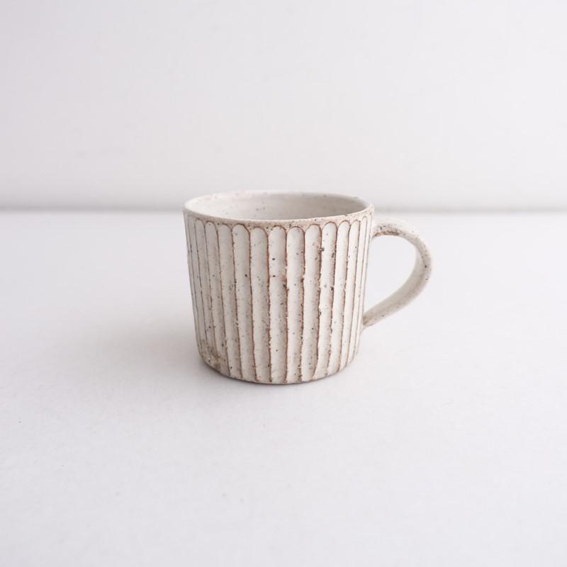 未使用】山田雅子 *しのぎマグカップA*食器コップキッチン作家鎬【陶器