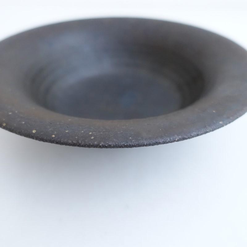 藤原純 *帽子鉢 7寸*食器お皿うつわ器ブラウンキッチン作家【陶器】古