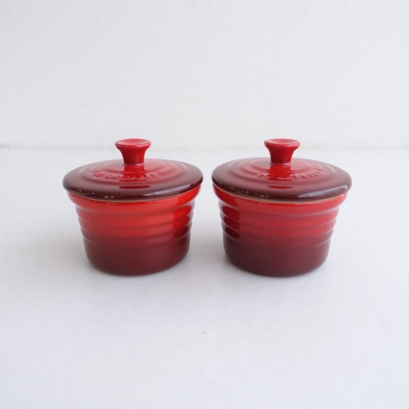美品】ル・クルーゼ LE CREUSET *ミニ・ココット（フタ付き） レッド 2