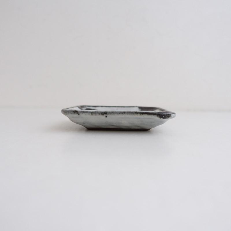 美品】小野哲平 *クロス角取皿*お皿グレーブラウン【陶器】(wa5-2601