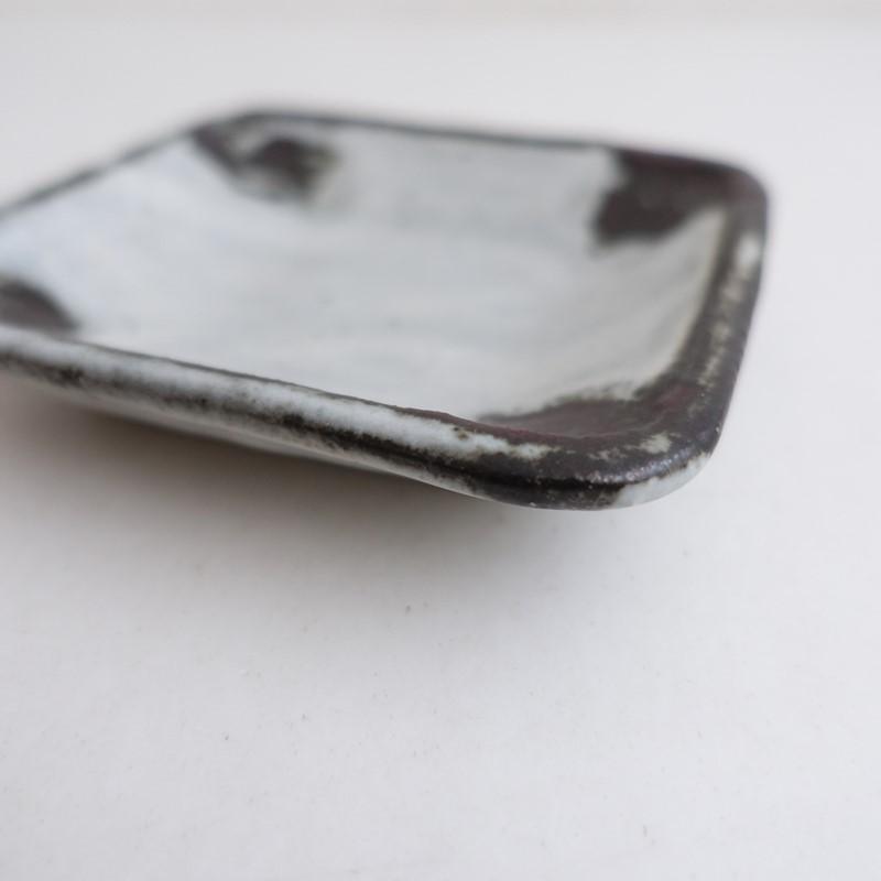美品】小野哲平 *クロス角取皿*お皿グレーブラウン【陶器】(wa5-2601