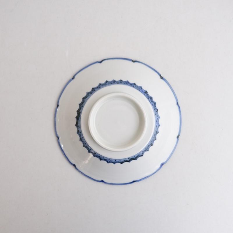 美品】須藤拓也 *染付輪花皿 17cm*お皿食器鉢絵付け猿鳥【陶器】(wa5