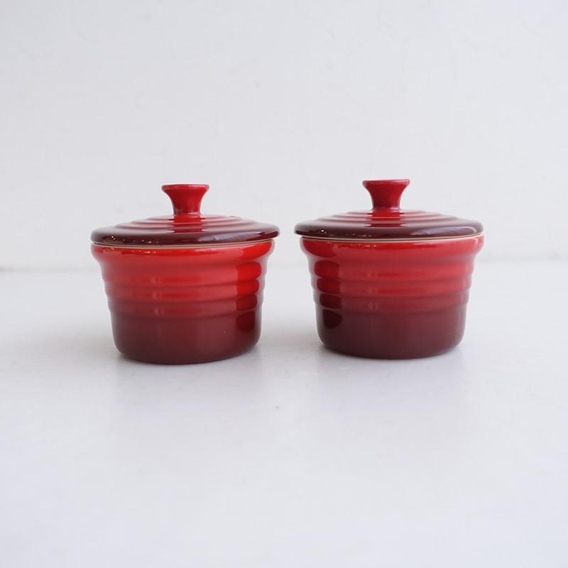美品】ル・クルーゼ LE CREUSET *ミニ・ココット（フタ付き） レッド 2
