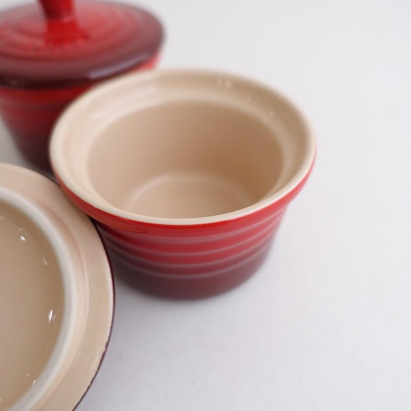 美品】ル・クルーゼ LE CREUSET *ミニ・ココット（フタ付き） レッド 2