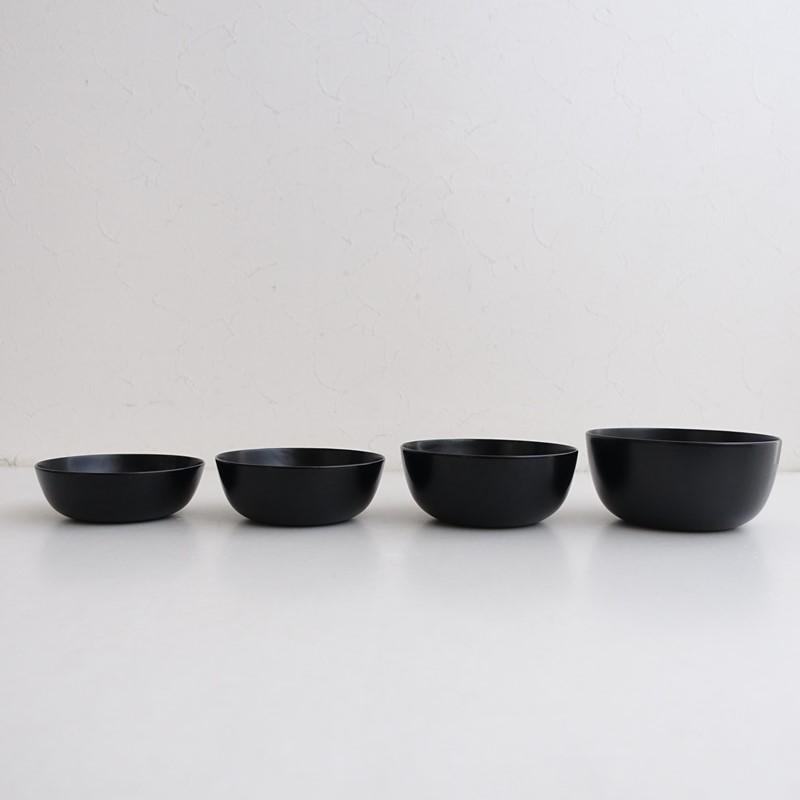瀬戸國勝 *回椀 4点セット*茶碗食器ブラック【陶器】輪島塗漆器(wa5