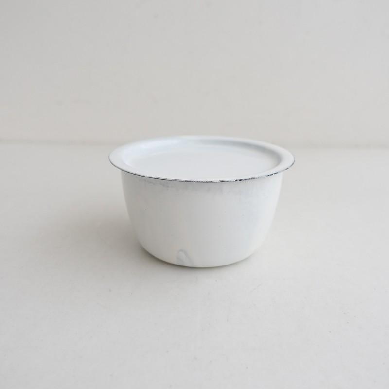 金森正起　菓子器　琺瑯　未使用品 Masaki Kanamori 金森正起 *琺瑯蓋付き ボウル 13cm*食器白鉢【陶器