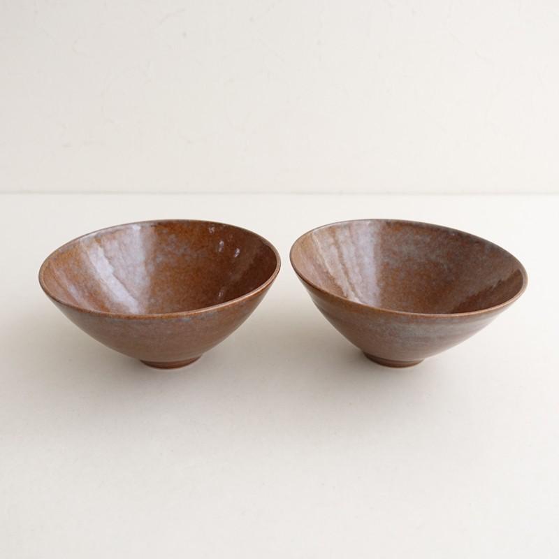 一柳京子 *鉢 2点セット*食器うつわ器作家ブラウン【陶器】(wa5-2602