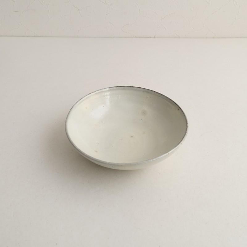 福永芳治 *粉引 5寸皿*作家器うつわ食器ホワイトグレー【陶器】(wa5
