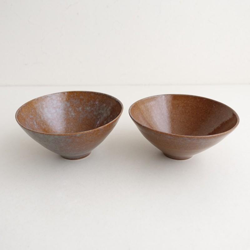 一柳京子さんの器　皿 一柳京子 *鉢 2点セット*食器うつわ器作家ブラウン【陶器】(wa5-2602-8